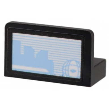 black panel 1 x 2 x 1 with white and bright light blue screen with lines skyline and sphere pattern sticker - set 40583