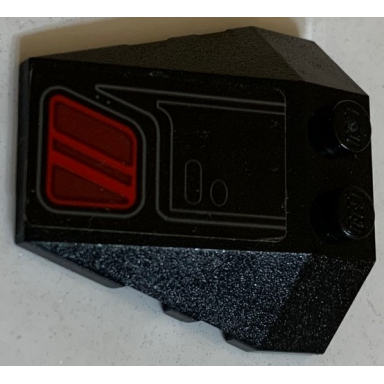 black wedge 4 x 4 triple with stud notches with sw kylo rens tie fighter side window dark red with red stripes pattern model left side sticker - set 75179