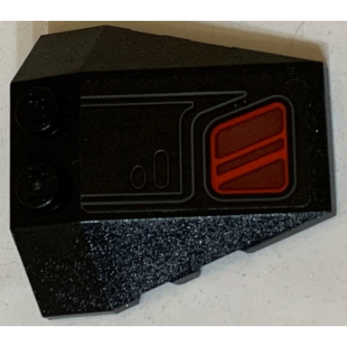 black wedge 4 x 4 triple with stud notches with sw kylo rens tie fighter side window dark red with red stripes pattern model right side sticker - set 75179