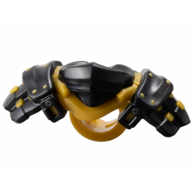 minifigure armor shoulder pads and bandana with molded pearl gold rivets and scabbard for 2 katanas pattern