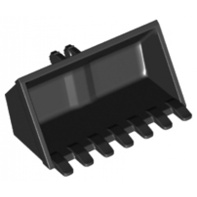 black vehicle digger bucket 7 teeth 3 x 6 rise inside with locking 2 finger hinge