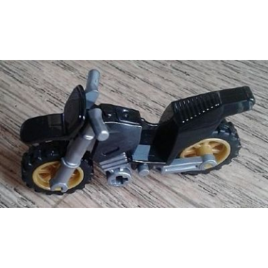 motorcycle dirt bike with flat silver chassis long fairing mounts and pearl gold wheels