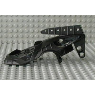black bionicle visorak head with 7 pin holes and axle hole oohnorak