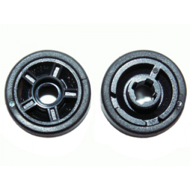 black wheel 11mm d x 6mm with 5 spokes with black tire 14mm d x 6mm solid smooth 50944 50945
