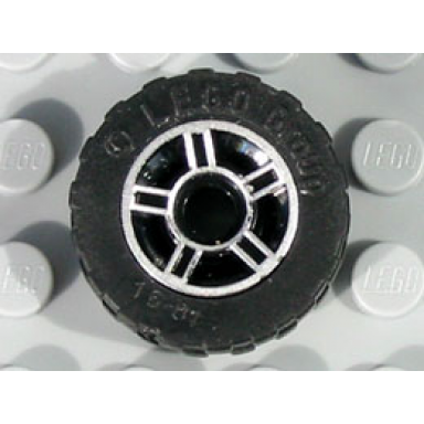 black wheel 11mm d x 6mm with 5 spokes with silver outline pattern with black tire 17.5 x 6 50944pb01 51011u