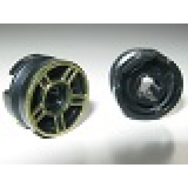 black wheel 11mm d x 6mm with 5 spokes with gold outline pattern