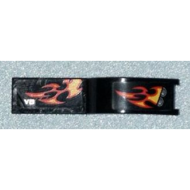 black vehicle mudguard 1 x 4 1 2 with headlights and flames pattern model right side stickers - set 7802
