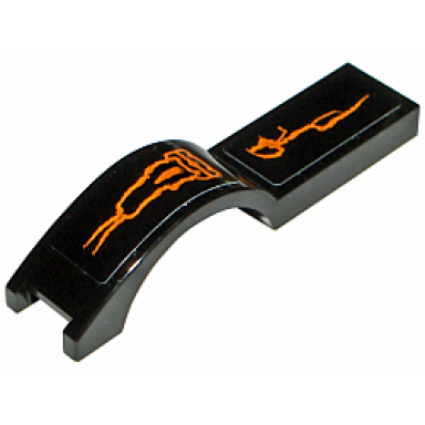 black vehicle mudguard 1 x 4 1 2 with orange lines pattern model left side stickers - set 8080