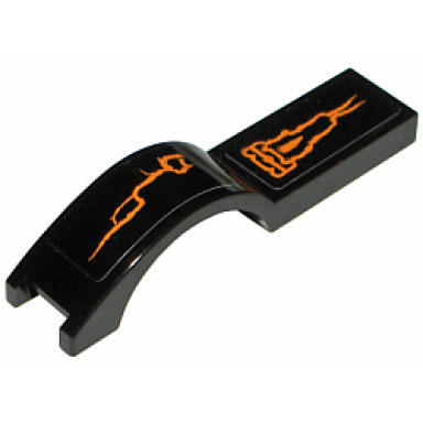 black vehicle mudguard 1 x 4 1 2 with orange lines pattern model right side stickers - set 8080