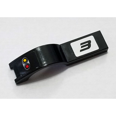 black vehicle mudguard 1 x 4 1 2 with taillights and number 3 on white background pattern model right side stickers - set 7802