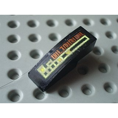 black slope curved 3 x 1 with light bars and alien characters pattern model left side sticker - set 7647