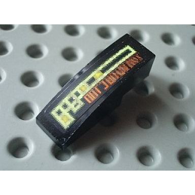 black slope curved 3 x 1 with light bars and alien characters pattern model right side sticker - set 7647