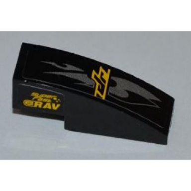 black slope curved 3 x 1 with super fast and erav on right side and jr and silver flames on top pattern sticker - set 8126
