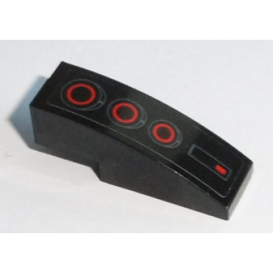 black slope curved 3 x 1 with red circle back lights on black background pattern sticker - set 75168