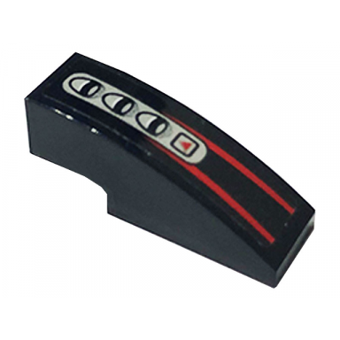 black slope curved 3 x 1 with red stripes and car control panel pattern sticker - set 76895