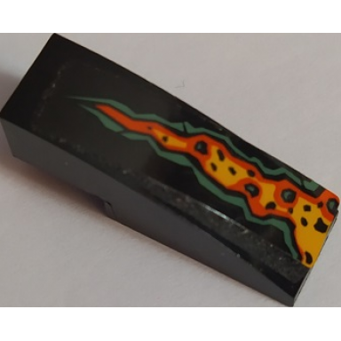 black slope curved 3 x 1 with lava pattern model left side sticker - set 70589
