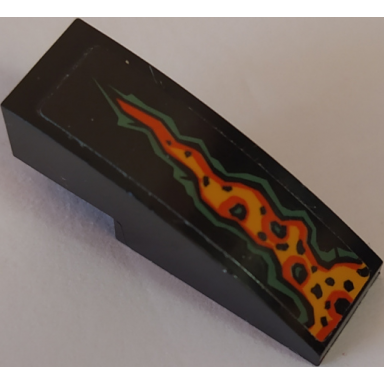 black slope curved 3 x 1 with lava pattern model right side sticker - set 70589