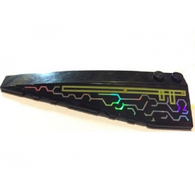 black wedge 10 x 3 left with iridescent mirrored circuit pattern sticker - set 7645