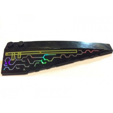 black wedge 10 x 3 right with iridescent mirrored circuit pattern sticker - set 7645