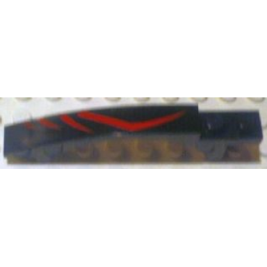 black slope curved 8 x 1 x 1 2 3 with arch and 2 recessed studs with red lines pattern model left sticker - set 8669