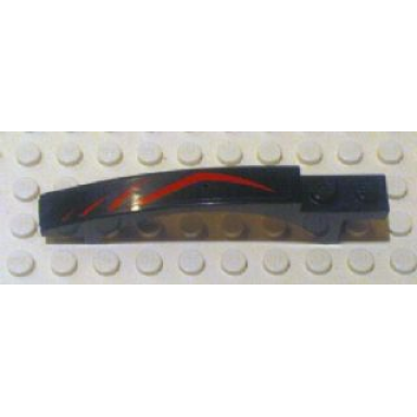 black slope curved 8 x 1 x 1 2 3 with arch and 2 recessed studs with red lines pattern model right sticker - set 8669