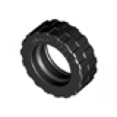 black tire 17.5mm d x 6mm with shallow staggered treads undetermined type