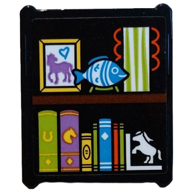 black glass for window 1 x 3 x 3 flat front with book end with pony books fish painting pattern sticker - set 42654