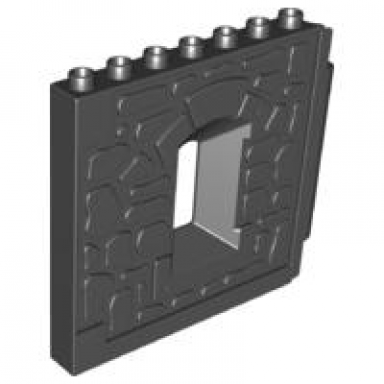 black duplo wall 1 x 8 x 6 hinge on right with window opening - castle