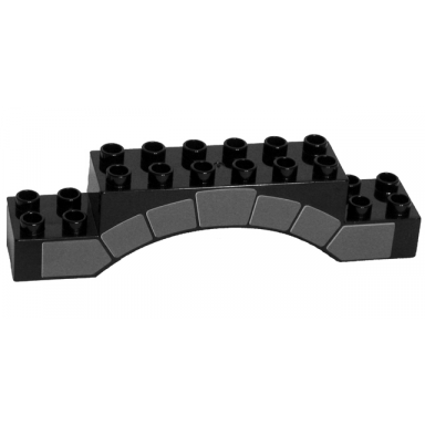 black duplo brick 2 x 10 x 2 arch with stonework pattern