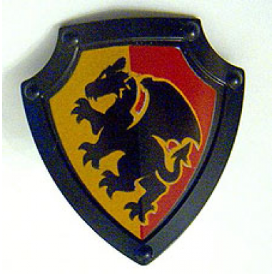 black duplo utensil shield angled triangle with black dragon pattern