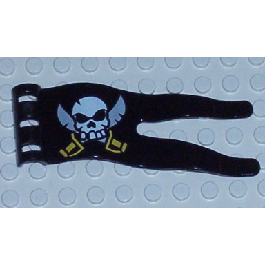 black duplo flag wavy 2 x 5 with skull and crossed swords pattern