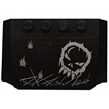 black wedge 4 x 6 x 2 3 triple curved with skull graffiti and damage marks pattern sticker - set 5972
