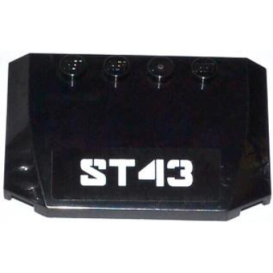 black wedge 4 x 6 x 2 3 triple curved with white st43 pattern sticker - set 70808