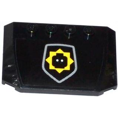 black wedge 4 x 6 x 2 3 triple curved with minifigure head badge pattern sticker - sets 70802 70808 70819