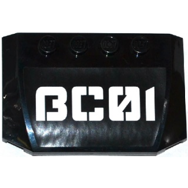 black wedge 4 x 6 x 2 3 triple curved with white bc01 pattern sticker - sets 70802 70819
