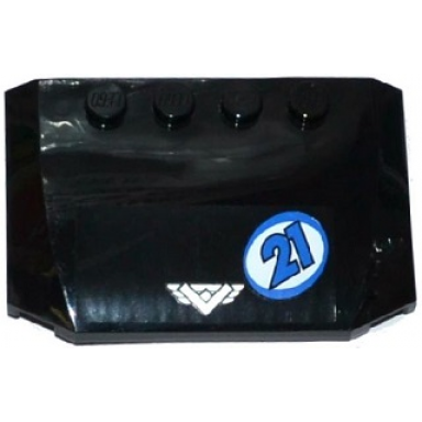 black wedge 4 x 6 x 2 3 triple curved with silver emblem and blue 21 on white background in blue circle pattern sticker - set 60085