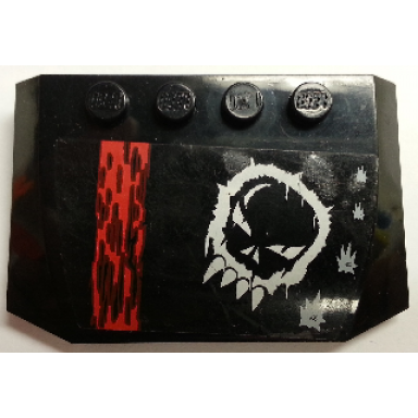 black wedge 4 x 6 x 2 3 triple curved with space police 3 alien skull bullet holes and red stripe on transparent background pattern sticker - set 5973