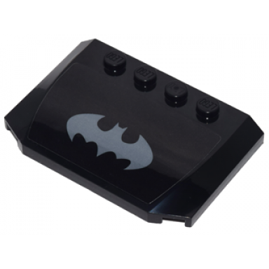 black wedge 4 x 6 x 2 3 triple curved with silver batman logo pattern sticker - set 70905