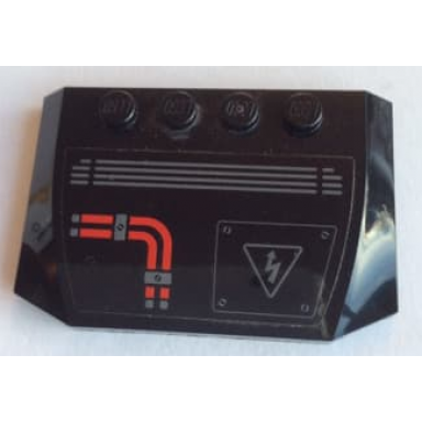black wedge 4 x 6 x 2 3 triple curved with red pipes and warning triangle panel with 4 screws pattern sticker - set 60124