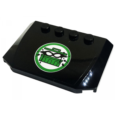 black wedge 4 x 6 x 2 3 triple curved with green trash can with black mask and splotches pattern sticker - set 60316
