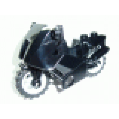 black motorcycle city with black chassis short fairing mounts and light bluish gray wheels