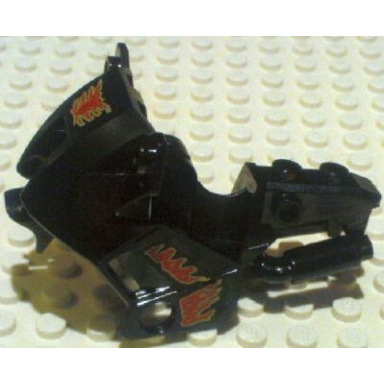 black motorcycle fairing city with red and yellow flames pattern on both sides stickers - set 7993