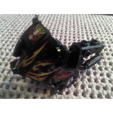 black motorcycle fairing city with red and yellow flames and white 13 pattern stickers - set 8896
