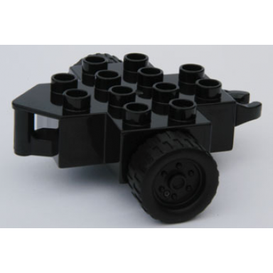 black duplo trailer base 4 x 4 with two wheels and hitch ends