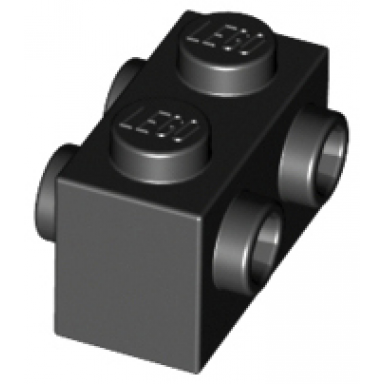 black brick modified 1 x 2 with studs on 2 sides