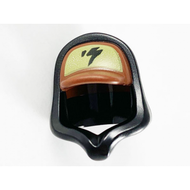 black minifigure headgear hood hoodie with molded reddish brown cap and printed dark tan panel with black lightning bolt pattern