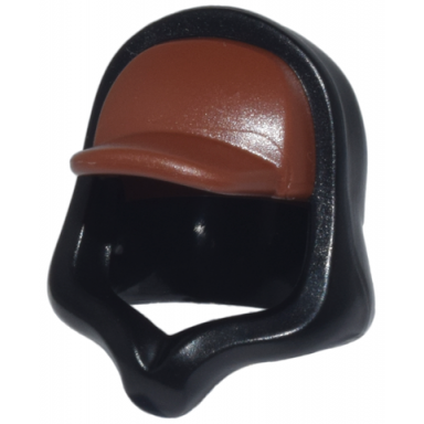 black minifigure headgear hood hoodie with molded reddish brown cap pattern