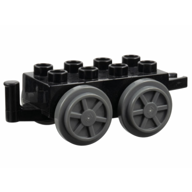 black duplo train base 2 x 4 with dark bluish gray wheels