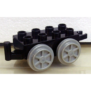 black duplo train base 2 x 4 with pearl light gray wheels