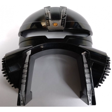 black bionicle mask large kiril turaga dume style with silver stripes and yellow dot pattern stickers - set 8758